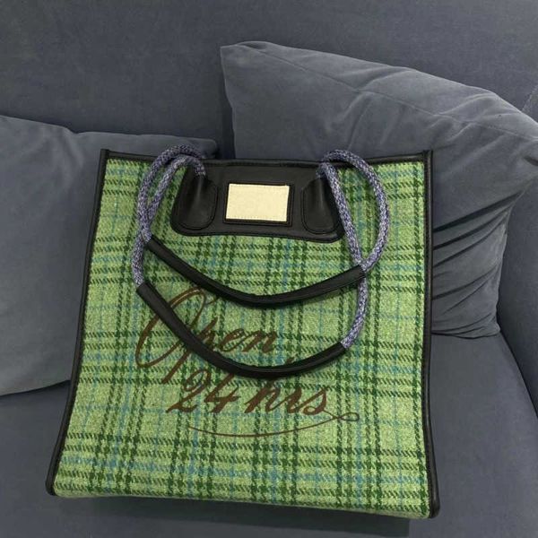 japan vivi women's totes west designer bags green plaid handbag woolen canvas bags large capacity handbags shoulder tote underarm bag r